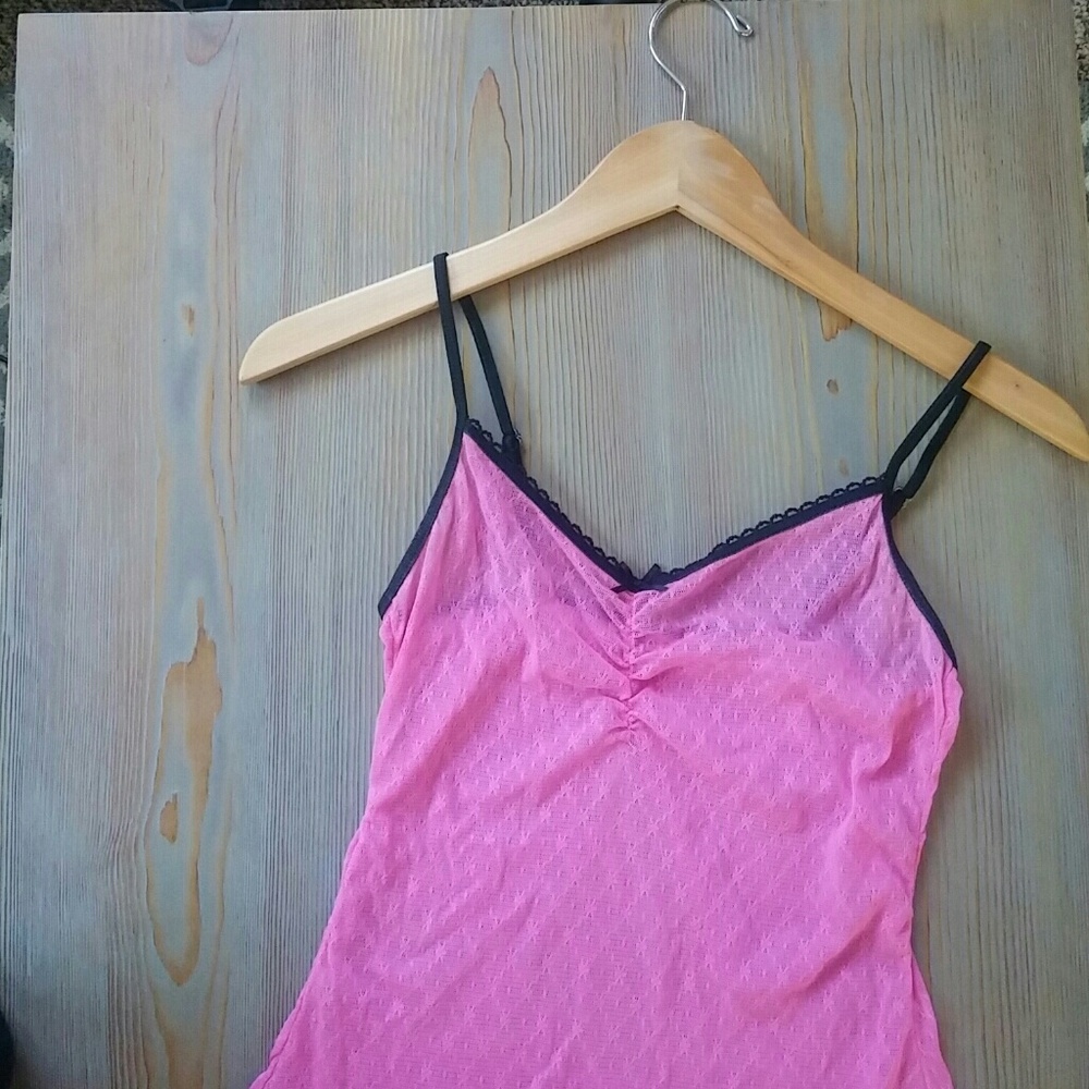 Women's vintage  Pink Lace-Trim Chemise Slip